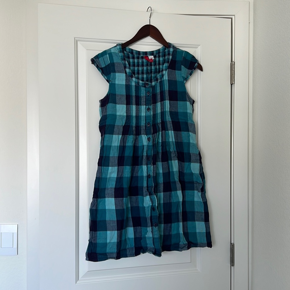 Divided Plaid Dress with Pockets